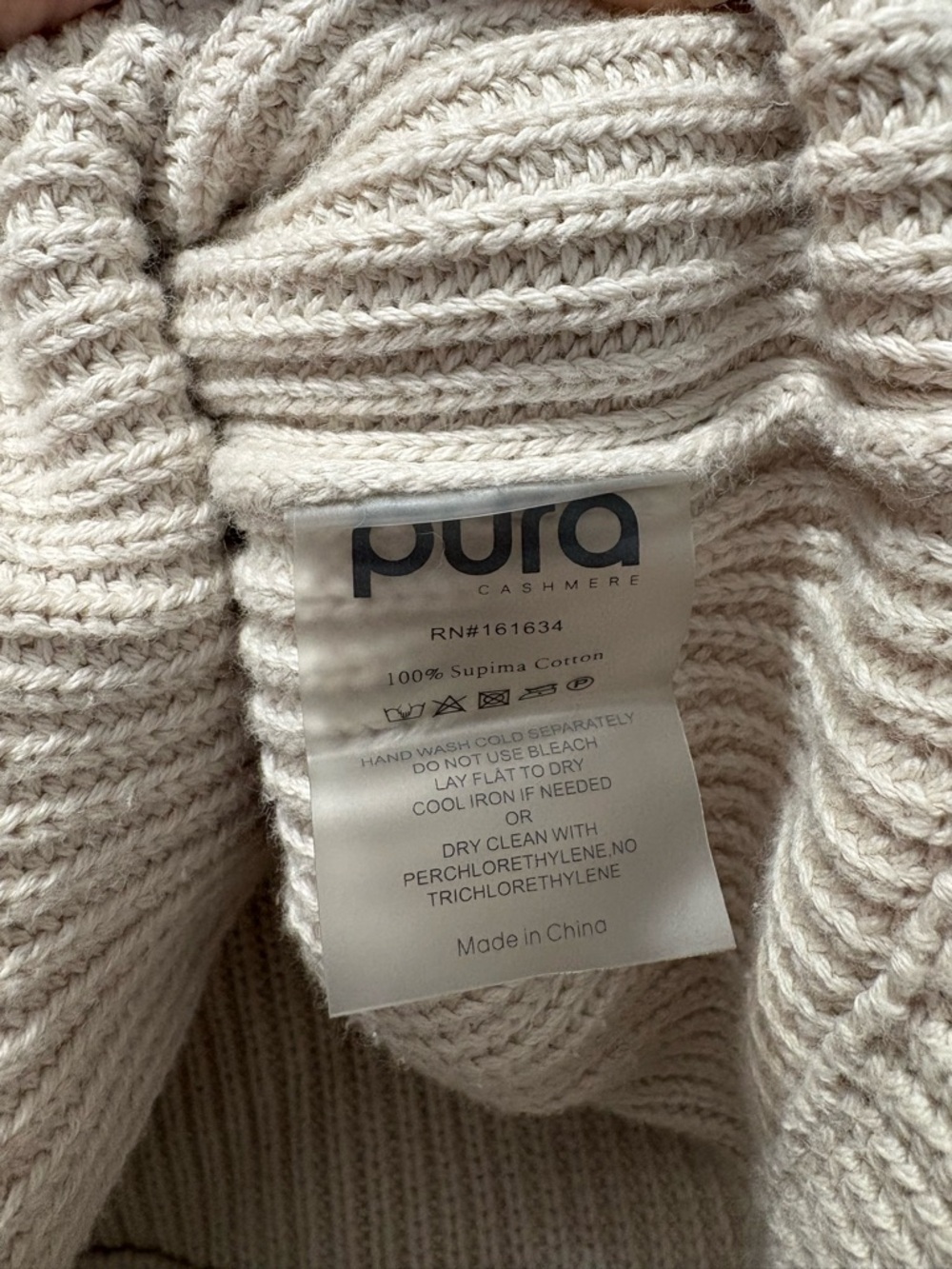 Pura Cashmere Supima Cotton Fisherman Hoodie In Oatmeal Size Large - Picture 7 of 7